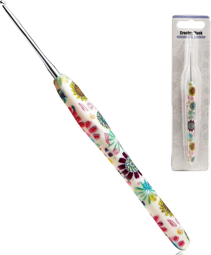 LOOEN 2.25mm Crochet Hook, Ergonomic Handle for Arthritic Hands, Soft Rubber Grip Extra Long Knitting Needles for Beginners and Knitting Crocheting Yarn (2.25mm) - Image 1